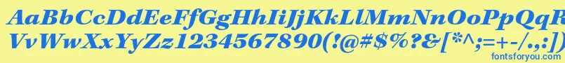 フォントKeplerstdBlackextit – 青い文字が黄色の背景にあります。