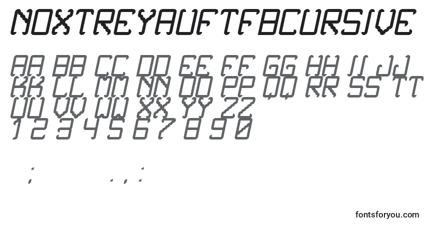 Schriftart NoxtreyAufTfbCursive – Alphabet, Zahlen, spezielle Symbole