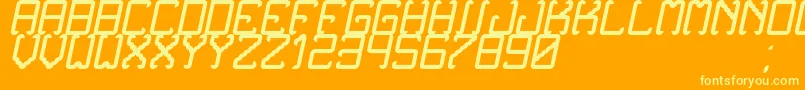 NoxtreyAufTfbCursive-fontti – keltaiset fontit oranssilla taustalla