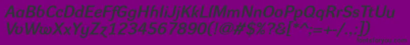 DynagroteskdeItalic-Schriftart – Schwarze Schriften auf violettem Hintergrund