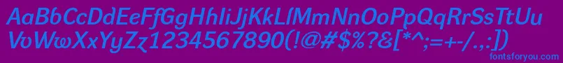 DynagroteskdeItalic Font – Blue Fonts on Purple Background