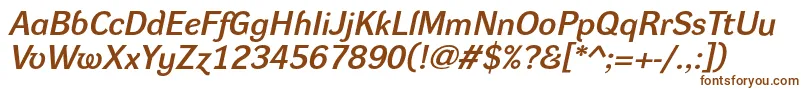 DynagroteskdeItalic-fontti – ruskeat fontit valkoisella taustalla