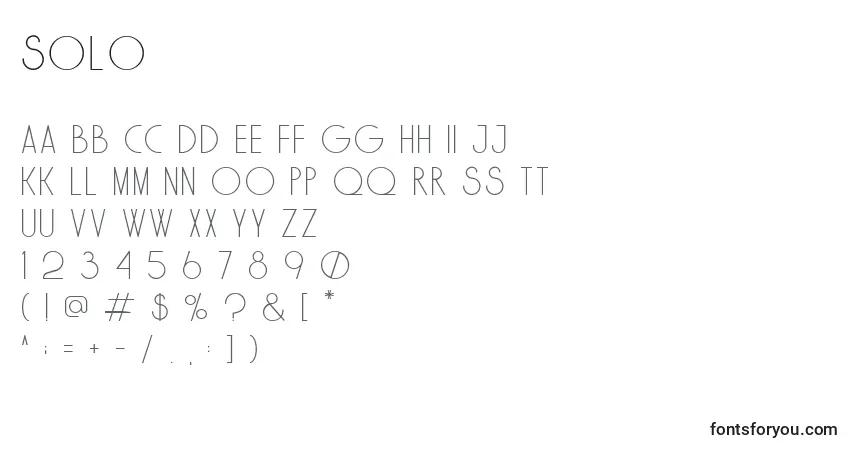 Solo-fontti – aakkoset, numerot, erikoismerkit