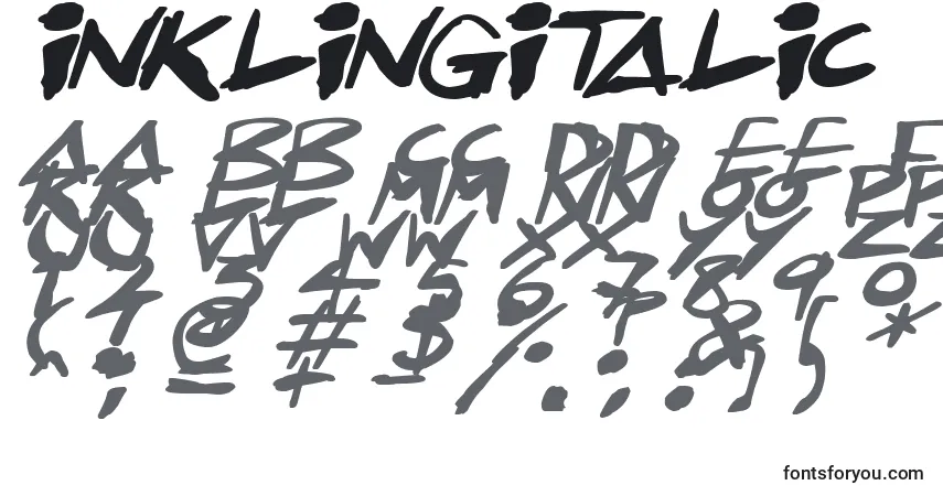 Czcionka InklingItalic – alfabet, cyfry, specjalne znaki