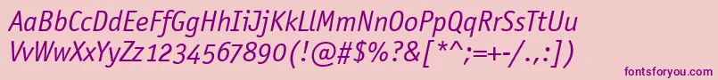 OfficinaSansOsItcTtBookita Font – Purple Fonts on Pink Background