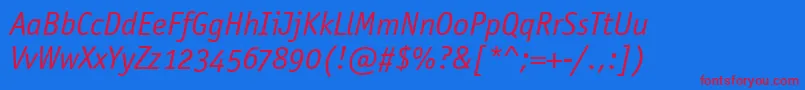 OfficinaSansOsItcTtBookita Font – Red Fonts on Blue Background