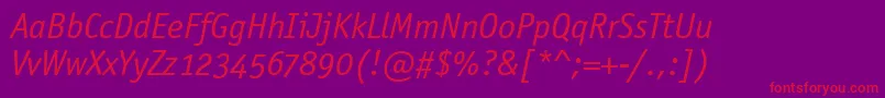OfficinaSansOsItcTtBookita Font – Red Fonts on Purple Background