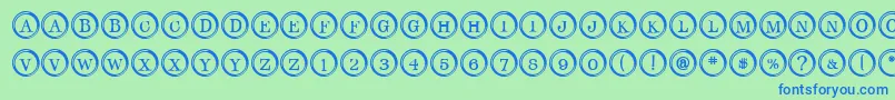 TypeKeys-fontti – siniset fontit vihreällä taustalla