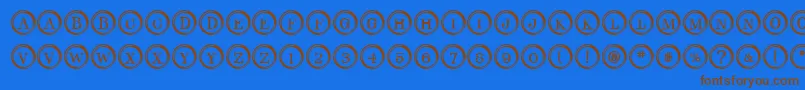 TypeKeys-Schriftart – Braune Schriften auf blauem Hintergrund