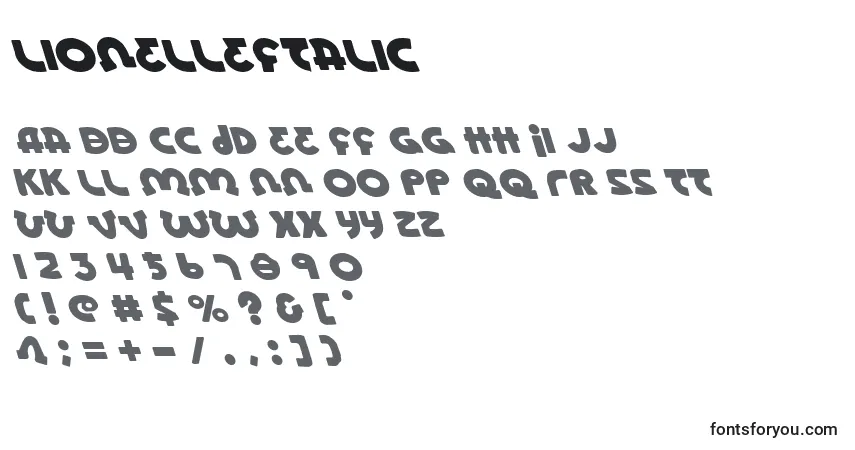 A fonte LionelLeftalic – alfabeto, números, caracteres especiais