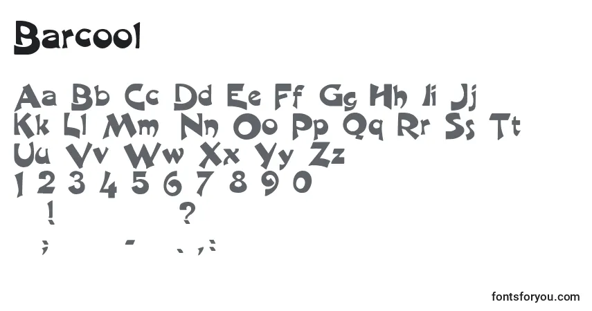 A fonte Barcool – alfabeto, números, caracteres especiais