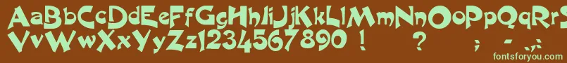 フォントBarcool – 緑色の文字が茶色の背景にあります。