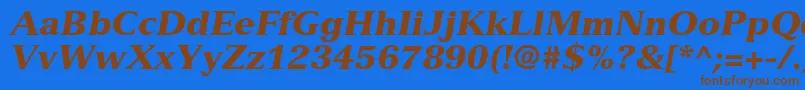 VersaillesltstdBlackitalic Font – Brown Fonts on Blue Background