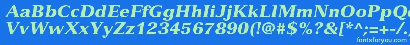 VersaillesltstdBlackitalic Font – Green Fonts on Blue Background