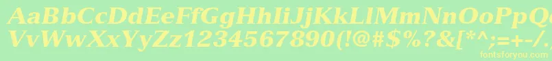 VersaillesltstdBlackitalic-fontti – keltaiset fontit vihreällä taustalla