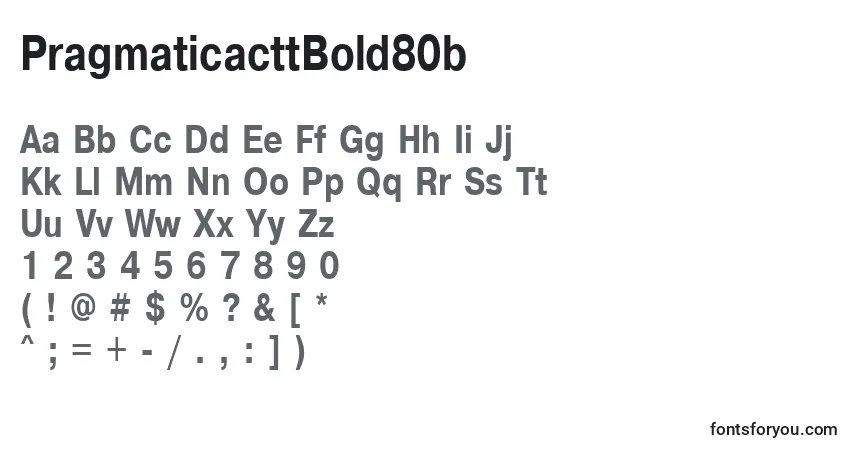 Czcionka PragmaticacttBold80b – alfabet, cyfry, specjalne znaki