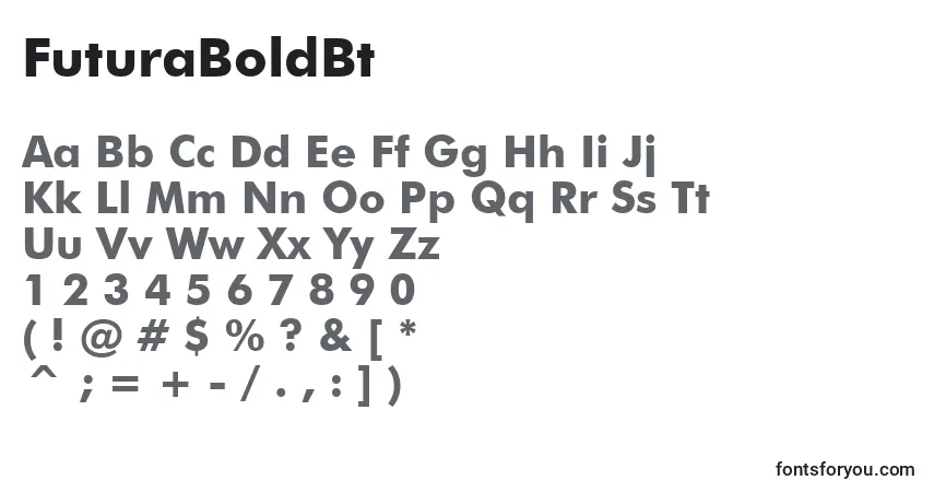 Czcionka FuturaBoldBt – alfabet, cyfry, specjalne znaki