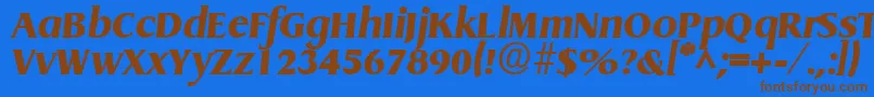 フォントGriffonExtraboldItalic – 茶色の文字が青い背景にあります。