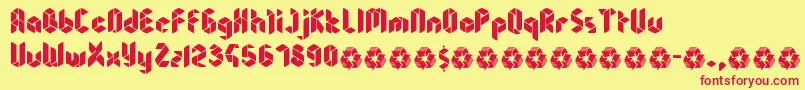 Sheandy-fontti – punaiset fontit keltaisella taustalla