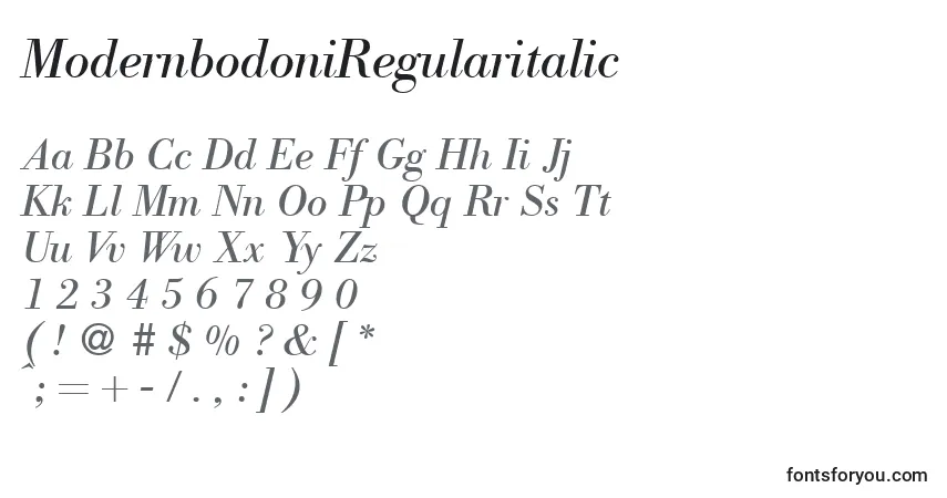 Шрифт ModernbodoniRegularitalic – алфавит, цифры, специальные символы