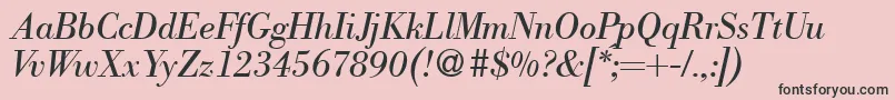 ModernbodoniRegularitalic-fontti – mustat fontit vaaleanpunaisella taustalla