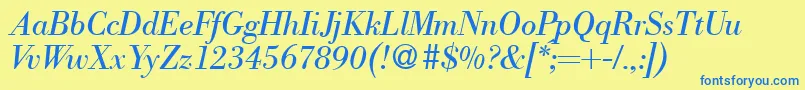 ModernbodoniRegularitalic Font – Blue Fonts on Yellow Background