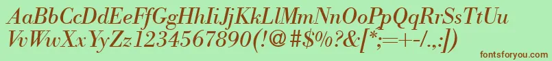ModernbodoniRegularitalic-Schriftart – Braune Schriften auf grünem Hintergrund