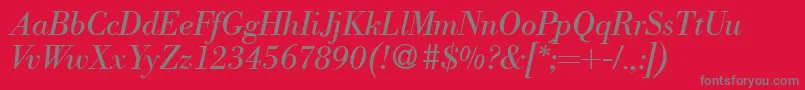 Fonte ModernbodoniRegularitalic – fontes cinzas em um fundo vermelho