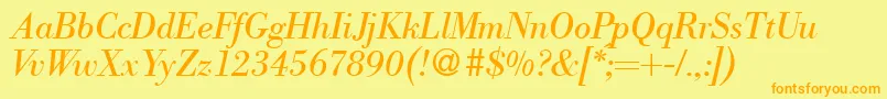 フォントModernbodoniRegularitalic – オレンジの文字が黄色の背景にあります。