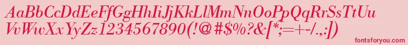 Fonte ModernbodoniRegularitalic – fontes vermelhas em um fundo rosa