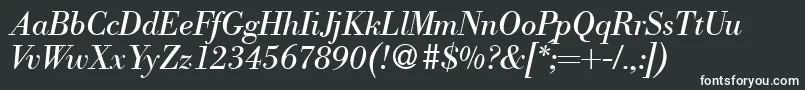 ModernbodoniRegularitalic-fontti – valkoiset fontit mustalla taustalla