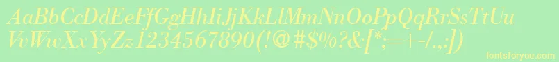フォントModernbodoniRegularitalic – 黄色の文字が緑の背景にあります