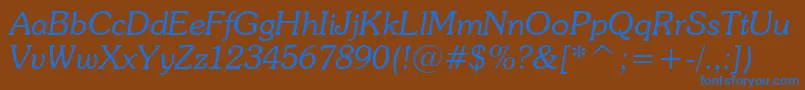 SouvenirLightItalicBt Font – Blue Fonts on Brown Background