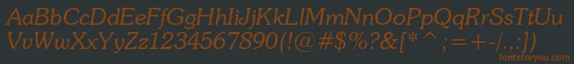 SouvenirLightItalicBt Font – Brown Fonts on Black Background