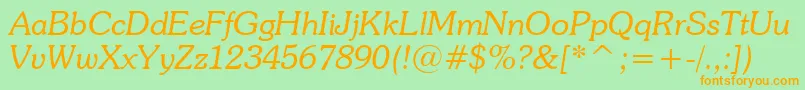 SouvenirLightItalicBt Font – Orange Fonts on Green Background