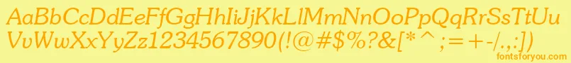 SouvenirLightItalicBt Font – Orange Fonts on Yellow Background