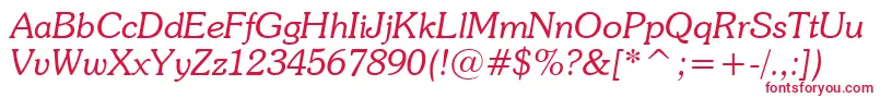 SouvenirLightItalicBt Font – Red Fonts on White Background