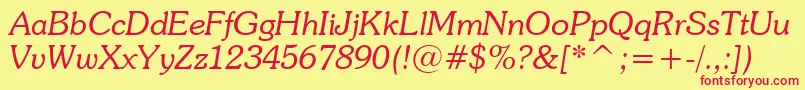 SouvenirLightItalicBt Font – Red Fonts on Yellow Background