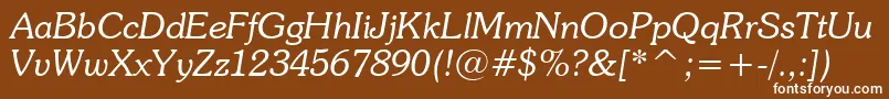 SouvenirLightItalicBt Font – White Fonts on Brown Background