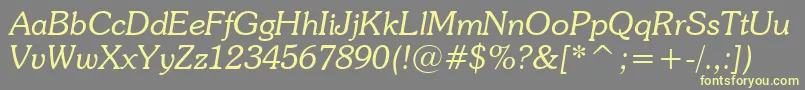 SouvenirLightItalicBt Font – Yellow Fonts on Gray Background