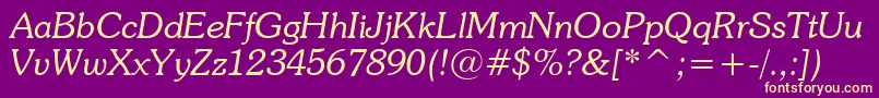 SouvenirLightItalicBt Font – Yellow Fonts on Purple Background