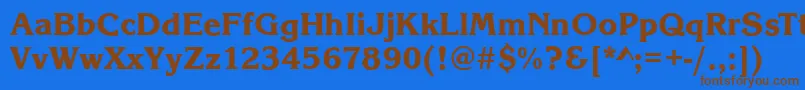 フォントKingstonXboldRegular – 茶色の文字が青い背景にあります。