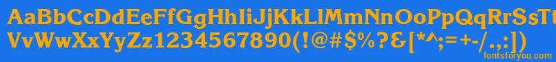 フォントKingstonXboldRegular – オレンジ色の文字が青い背景にあります。