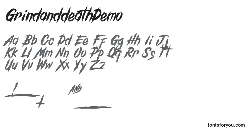 Schriftart GrindanddeathDemo – Alphabet, Zahlen, spezielle Symbole