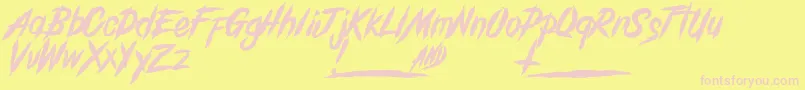 GrindanddeathDemo-Schriftart – Rosa Schriften auf gelbem Hintergrund