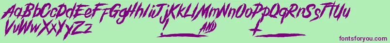 Czcionka GrindanddeathDemo – fioletowe czcionki na zielonym tle