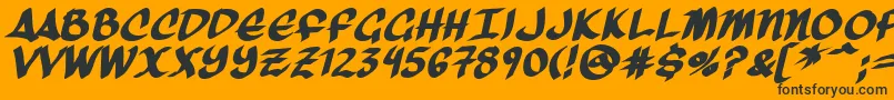 ThreeArrowsBold-Schriftart – Schwarze Schriften auf orangefarbenem Hintergrund