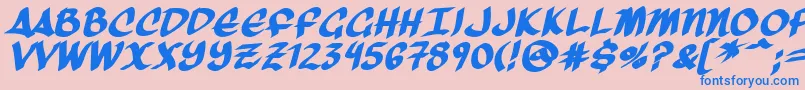 フォントThreeArrowsBold – ピンクの背景に青い文字