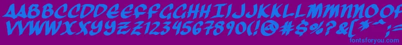 ThreeArrowsBold-Schriftart – Blaue Schriften auf violettem Hintergrund