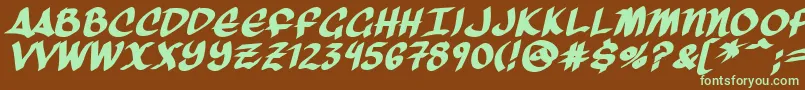 ThreeArrowsBold-fontti – vihreät fontit ruskealla taustalla